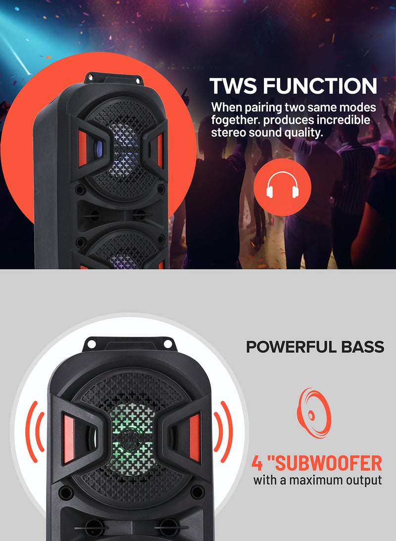 GEEPAS Rechargeable Portable Speaker, Portable Handle with 1500 MAH Huge Battery| TWS Connection & Compatible with BT/ USB/ AUX/ FM/ Micro SD | Ideal for Home, Hotels, Trips & Outdoor Use GMS11187 Black - Image 3