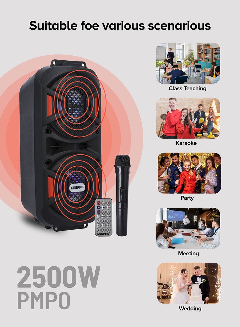 GEEPAS Rechargeable Portable Speaker, Portable Handle with 1500 MAH Huge Battery| TWS Connection & Compatible with BT/ USB/ AUX/ FM/ Micro SD | Ideal for Home, Hotels, Trips & Outdoor Use GMS11187 Black - Image 2