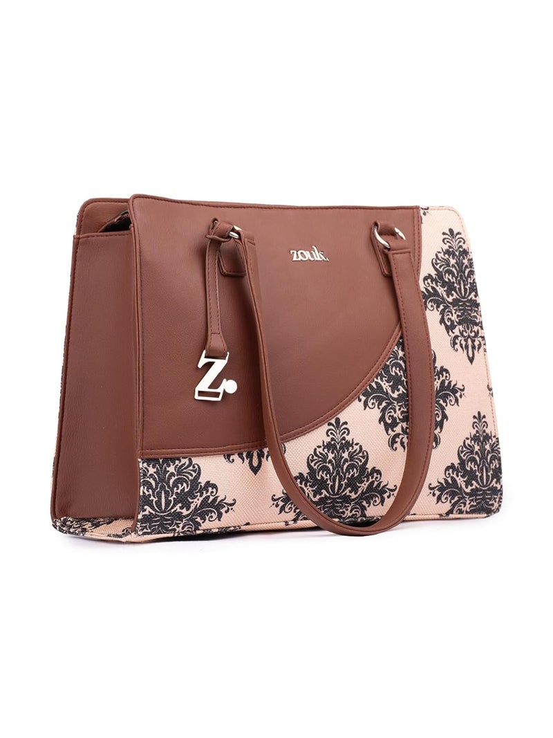 ZOUK حقيبة أساسية للمكتب للنساء | جوت | حقيبة توت مصنوعة يدويًا من الجلد النباتي مع حزام كتف مزدوج - Image 1