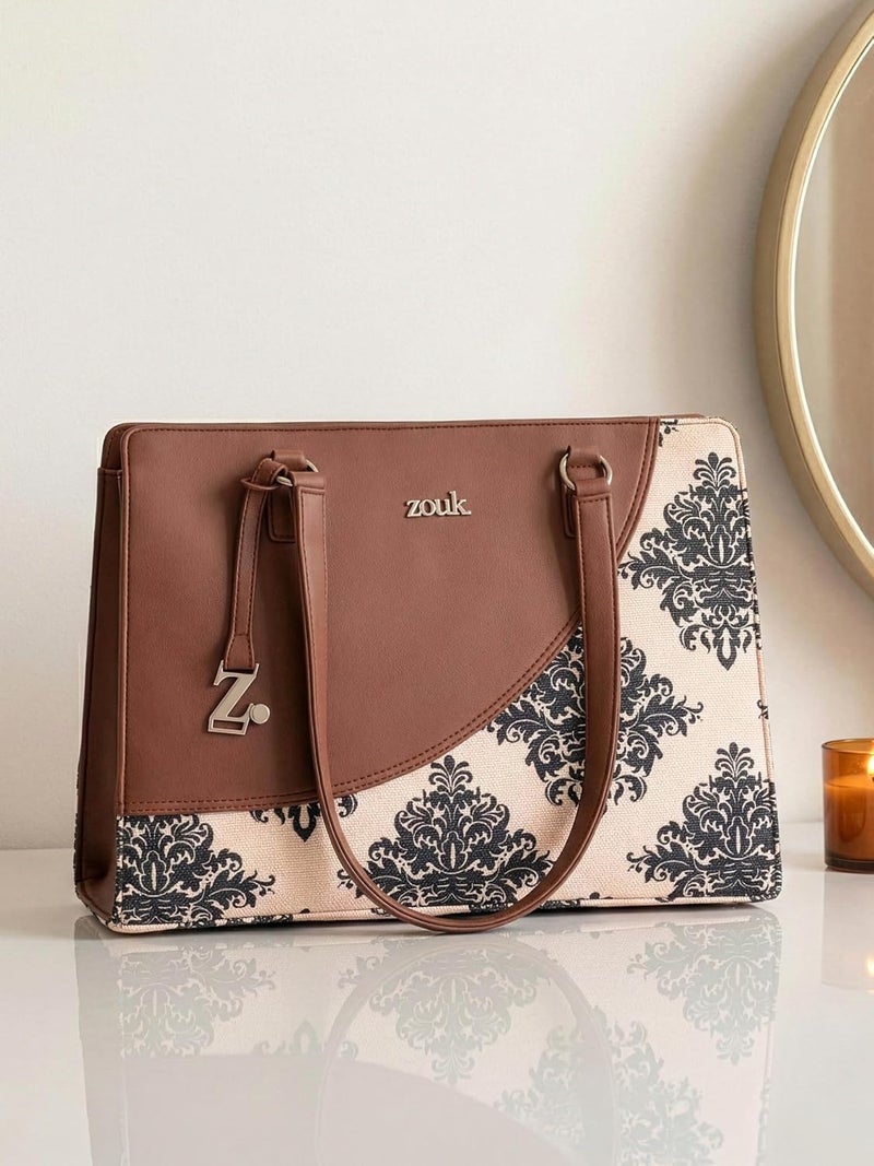 ZOUK حقيبة أساسية للمكتب للنساء | جوت | حقيبة توت مصنوعة يدويًا من الجلد النباتي مع حزام كتف مزدوج - Image 2