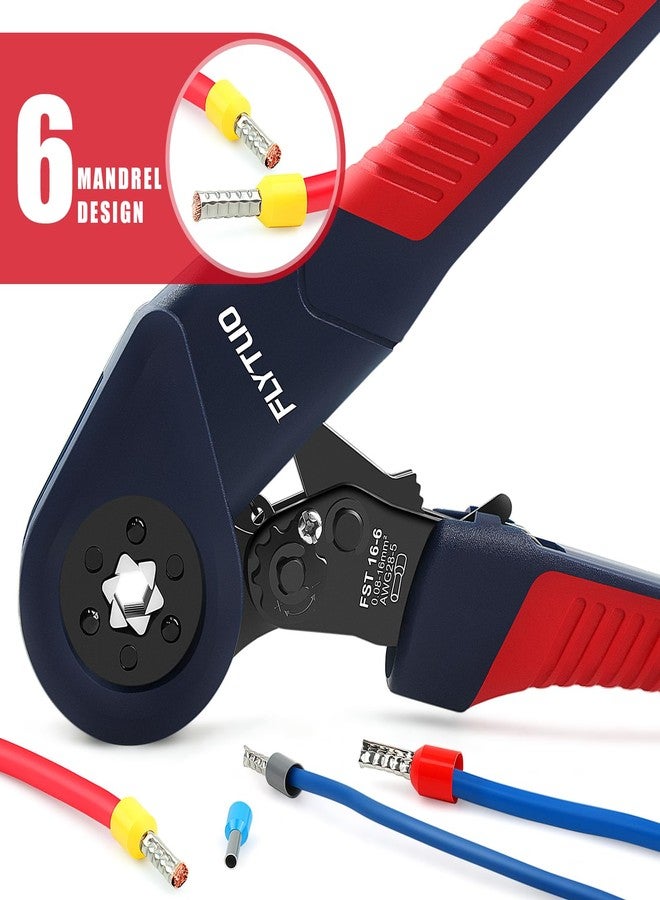Flytuo Ferrule Crimping Tool Set, 6 Sides Crimp Pliers 0.05-16mm²(AWG 28-5), Self-Adjustable Ratchet Crimping Tool for Cable End Sleeves and Wire Ferrules, Suitable for Repair and DIY Enthusiasts - Image 4
