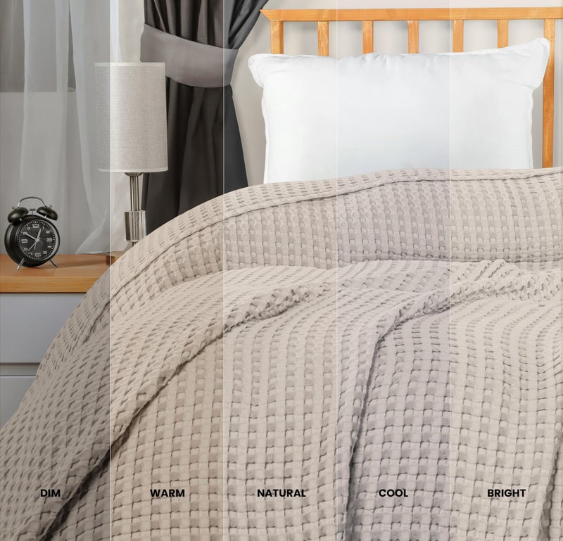 Utopia Bedding Khaki 100% Cotton Waffle Blanket 300 GSM [Queen - 90x90 Inch] Soft Lightweight Breathable Bed Blanket for All Season - Image 5