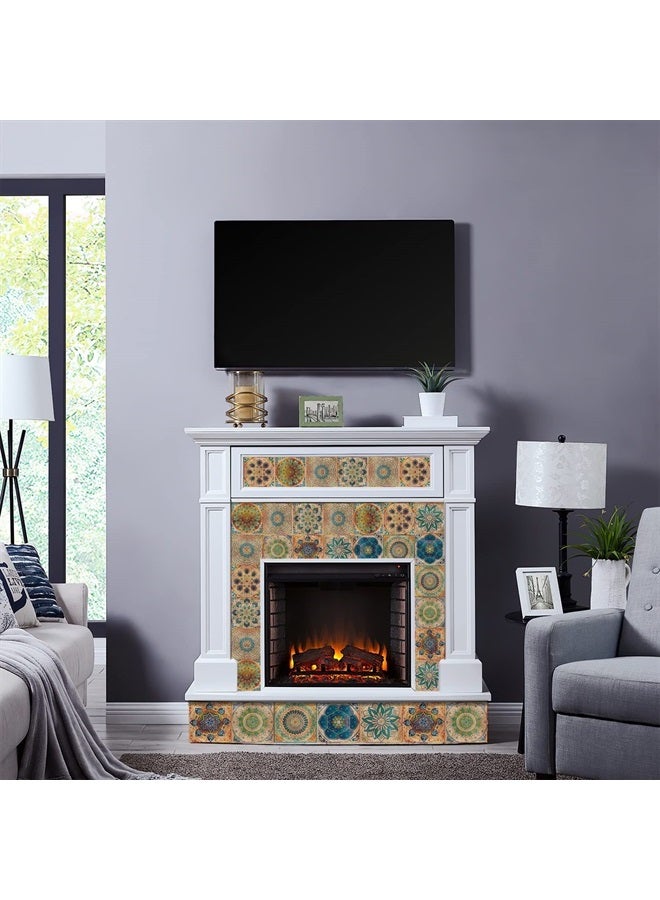 oxiang 24 Pcs Tile Stickers Self-Adhesive Peel and Stick Tile Backsplash Vinyl Wall Stickers for Kitchen Bathroom Tile Wall Fireplace Cupboard Decoration Stickers,HZ-56,8x8inch - Image 4