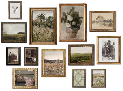 Kizbok Vintage Wall Art Eclectic French Country Decor Canvas Painting Prints for Wall Decor Countryside Landscape Floral Aesthetic Pictures Unframed