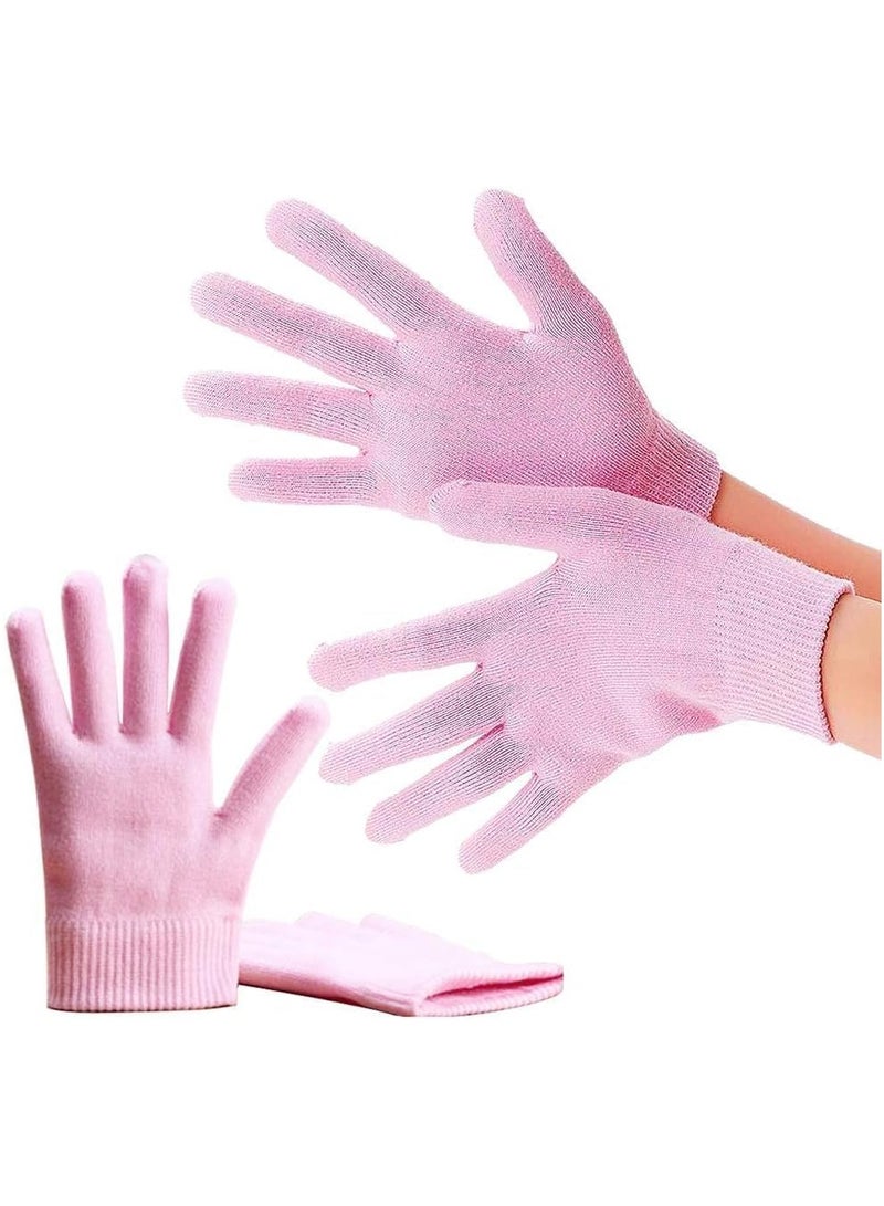 Pair Gel Spa Gloves Moisturizing Gloves for Dry Hand Treatments, Cotton Hand Lotion Gloves Night Moisture Gloves, Silicone Glove to Soften Dry Cracked Skin (Blue) - Image 2