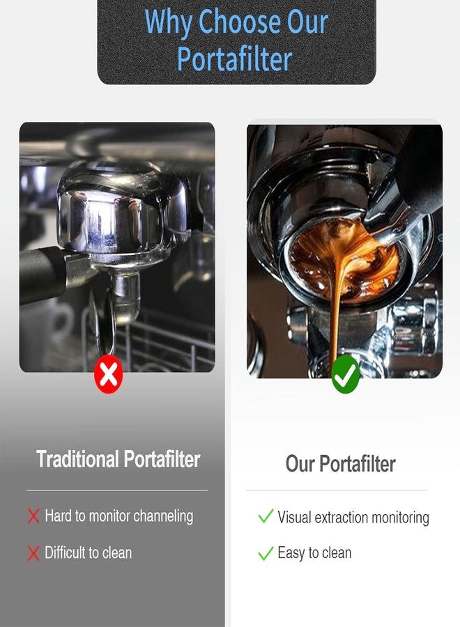 Jerliflyer 51mm Bottomless Portafilter & Puck Screen, 2 Ears Stainless Steel Head, with Stainless Steel Double Shot Capacity Cup Filter Basket Compatible for Delonghi ECP3420/ECP3120/EC155/BCO430/EC260 - Image 4