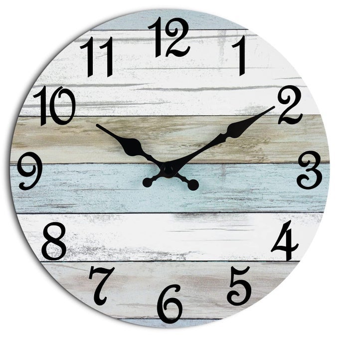 WALL CLOCK SILENT NON TICKING BATTERY OPERATED RUSTIC COASTAL COUNTRY CLOCK DECORATIVE FOR BATHROOM KITCHEN BEDROOM 8