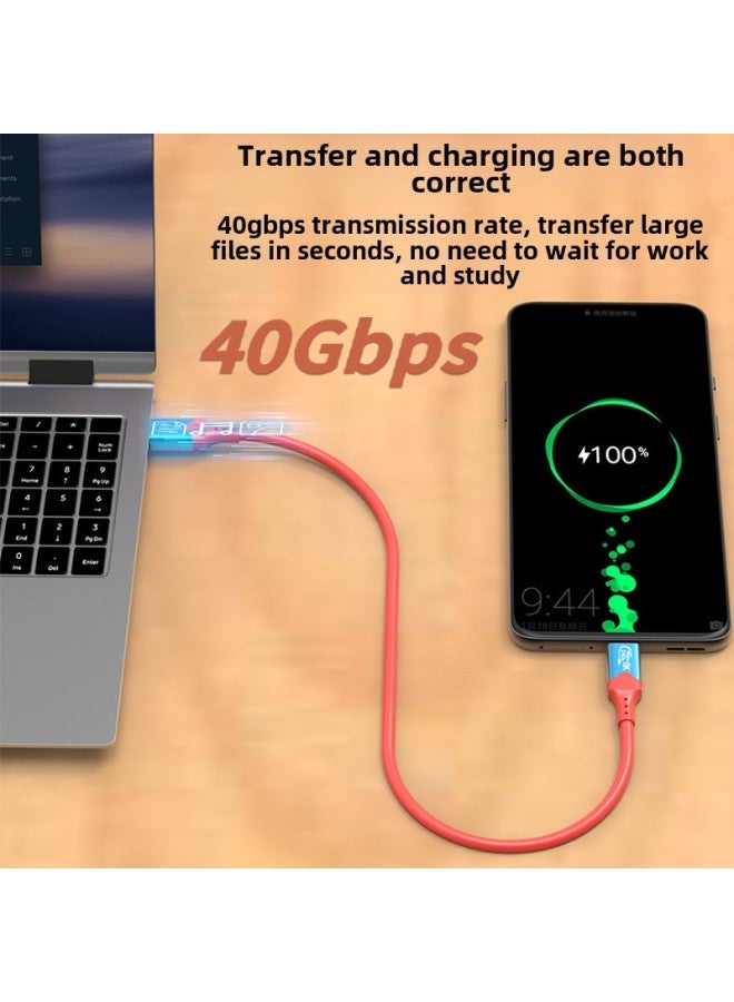 USB4 Data Line 240W Fast Charging Line 40G High Speed 8K60Hz Screen Projection Full Function Compatible With USB4 Lightning Interface-Color:USB4 Blue-Cord Length:5