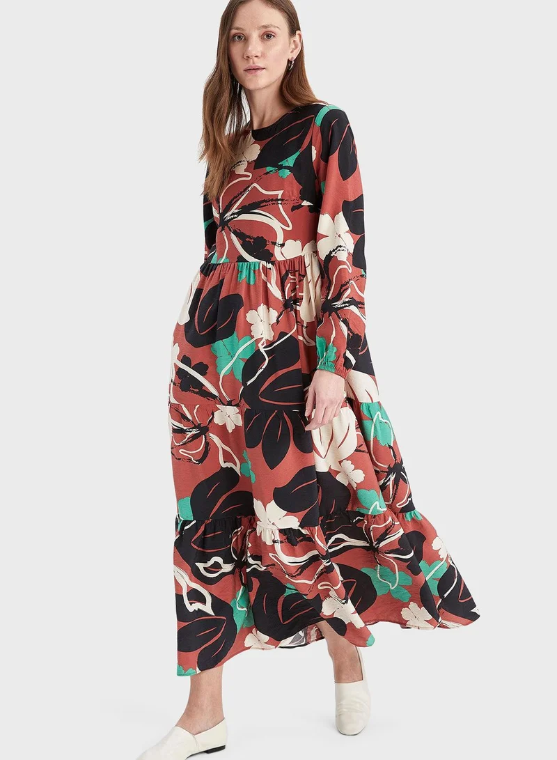 DeFacto Floral Tiered Dress