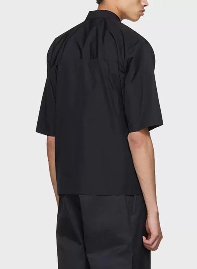 Summer men's simple loose large pocket short-sleeved shirt-black  - Image 4
