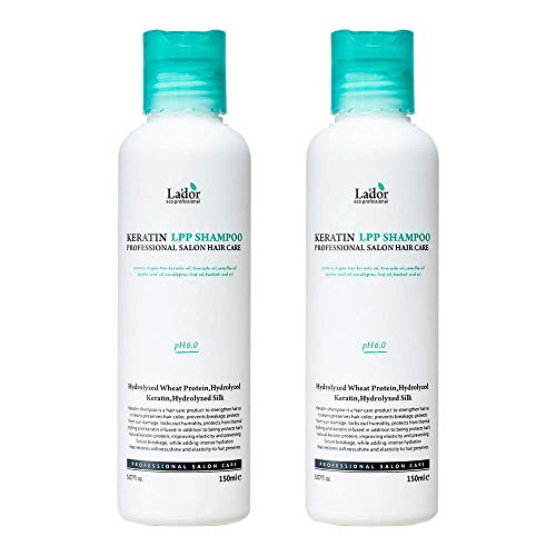 Lador LA'DOR LADOR Keratin LPP Damage Care Shampoo w/Proteins & Plant Oils - pH Balanced Sub Acidic for Dry Damaged Frizzy Coarse Thinning Hair - NO Silicone, Paraben, Sulfate, Alcohol 5.07 Fl Oz (2pcs) - Image 1