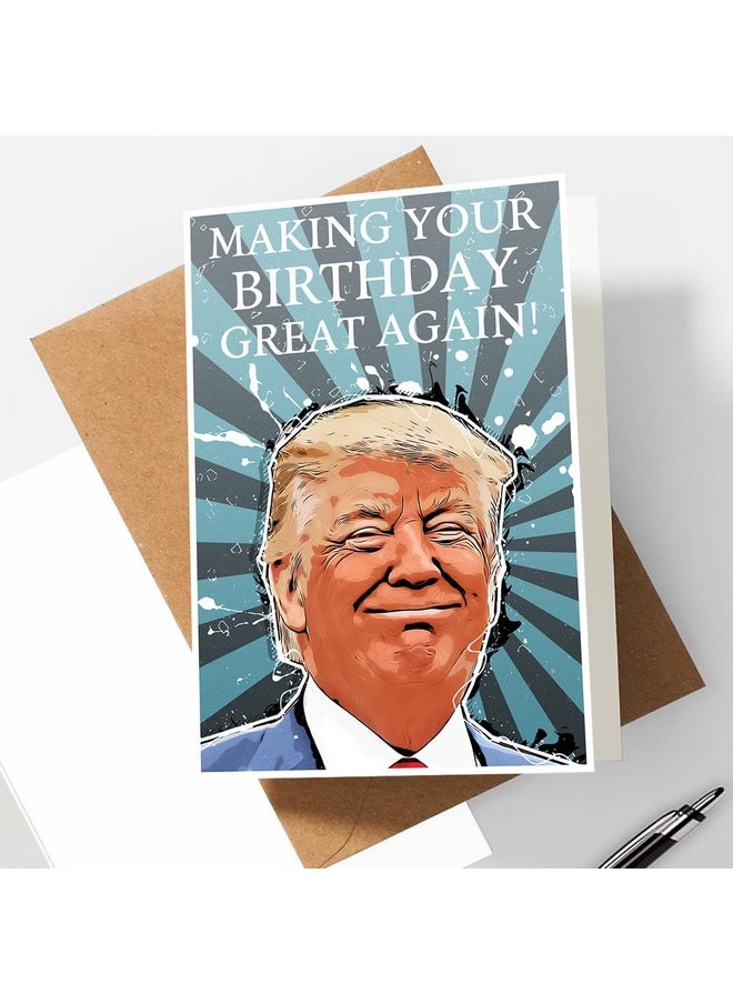 GIFTSFARM - Trump Funny Birthday Card For 40Th 50Th 60Th 65Th 70Th 75Th 80Th, Trump Gifts Merch, Trump Birthday Gifts For Women Her Him Men, Trump Merchandise 2024 (5 X 7 Inch Card With Kraft Envelope) - Image 1