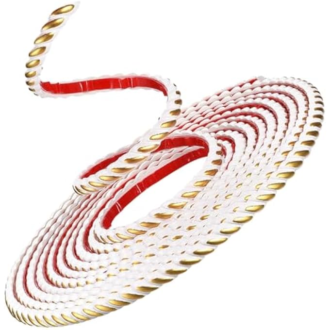 YOURBRAND FLEXIBLE WALL TRIM MOLDING, SELF ADHESIVE PEEL AND STICK BORDER, 10MM X 5M, WATERPROOF DECORATIVE EDGE FOR WALLS, CEILINGS, CABINETS, MIRROR FRAME, DIY DECOR, WHITE GOLD - Image 2