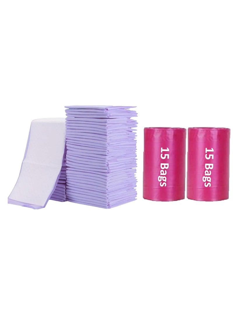 Cute 'n' Cuddle Cute 'n' Cuddle 30 Pcs Disposable Changing Mat Lavender 60cmX45cm With 30 Disposable Scented bags Red  - Image 1