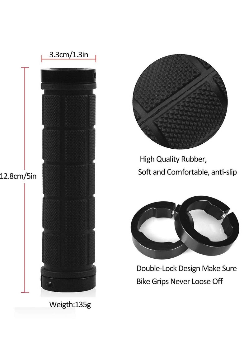 SOLARAE Bicycle Handlebar Grips, Rubber Anti-Slip Grip Handlebar for MTB/BMX Mountain Bike Bicycle Accessories Black 2 Pack - Image 3