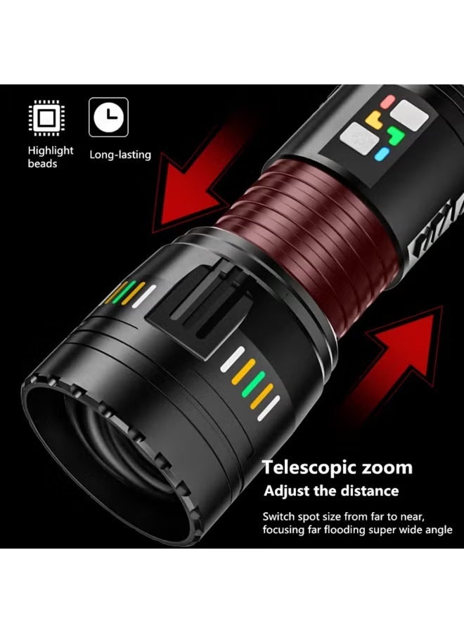 YEMAO 100W Super Bright LED Flashlight – 20000LM Long Range Torch with 1500M Beam Distance | Zoomable Spotlight, USB-C Rechargeable | Search Light with Power Indicator | 4 Modes, SOS Function for Camping, Hiking, Emergency Outdoor Use - Image 5