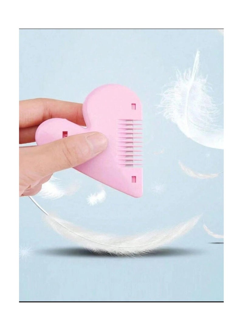 شفرة حلاقة مزدوجة الحواف، مشط تخفيف الشعر على شكل قلب ، اداة قص الشعر للاطفال والكبار فى المنزل - متعدد الالوان - Image 2