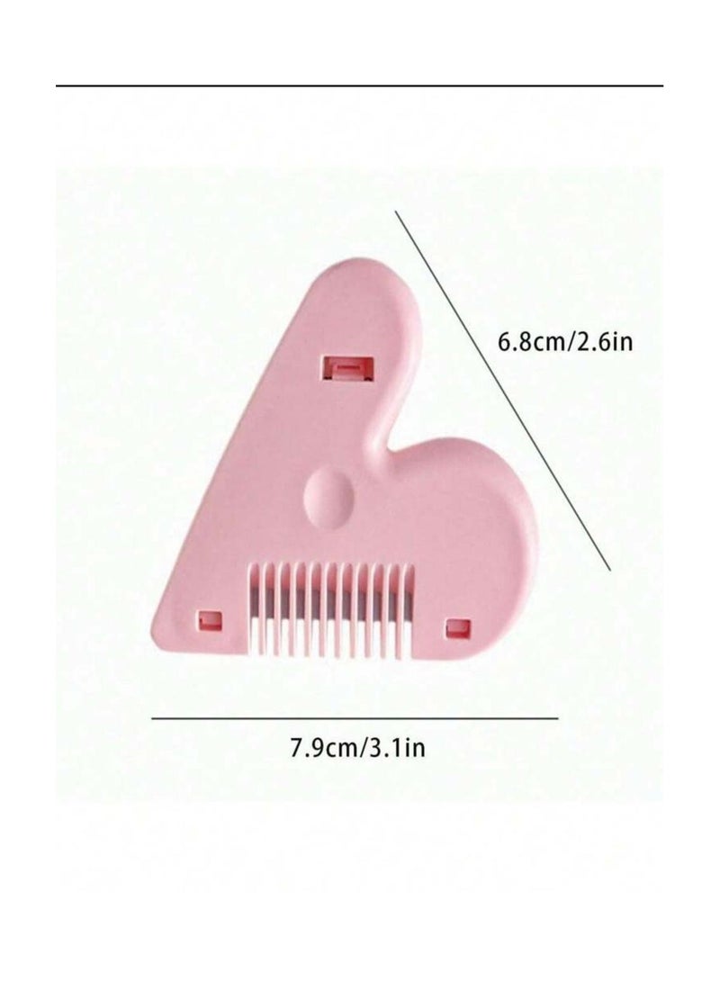 شفرة حلاقة مزدوجة الحواف، مشط تخفيف الشعر على شكل قلب ، اداة قص الشعر للاطفال والكبار فى المنزل - متعدد الالوان - Image 3