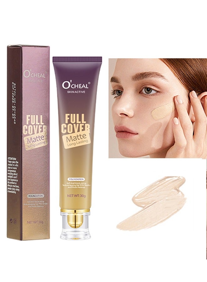 OCHEAL Skin Active Full Cover Matte Long Lasting Foundation ,Instant Anti-Aging Liquid Foundation For Perfect Long Lasting Performance Scrub Makeup 30g (Ivory)