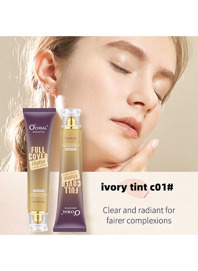 OCHEAL Skin Active Full Cover Matte Long Lasting Foundation ,Instant Anti-Aging Liquid Foundation For Perfect Long Lasting Performance Scrub Makeup 30g (Ivory) - Image 2