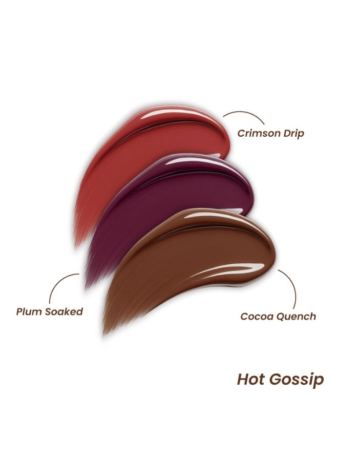 LAMIOR Hydrating Lip Gloss Stain, 2-in-1 Ultra Glossy Shine (Hot Gossip) | Long-Lasting Lip Tint, Non-Sticky High Pigment, Peptide, Astaxanthin & Kakadu Plum Infused, Vegan Cruelty Free, Pack of 3 - Image 2