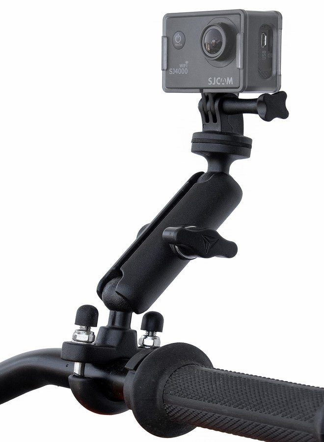 SEVAM حامل كاميرا الحركة SEVAM المصنوع من سبائك الألومنيوم متوافق مع حامل دراجة GoPro بزاوية دوران 360 درجة للدراجات النارية والهوائية (مثبت على المقود) - Image 2