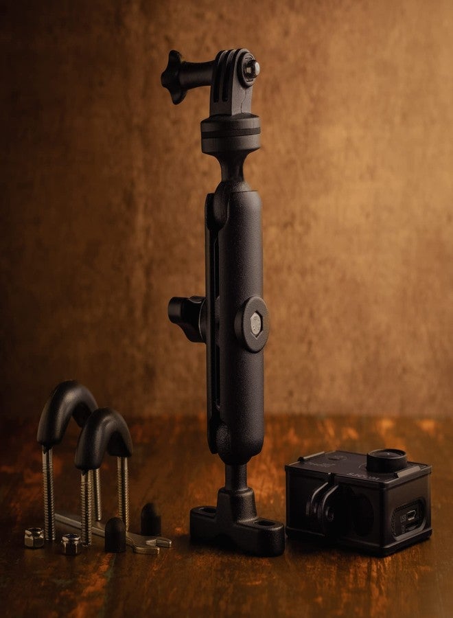 SEVAM حامل كاميرا الحركة SEVAM المصنوع من سبائك الألومنيوم متوافق مع حامل دراجة GoPro بزاوية دوران 360 درجة للدراجات النارية والهوائية (مثبت على المقود) - Image 3