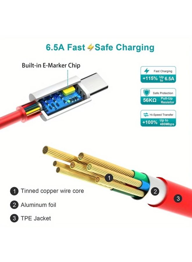 78 74 Inch Type C to Type C Fast Charging Cable 65W PD SuperVooc Warp Charge Compatible - Image 4