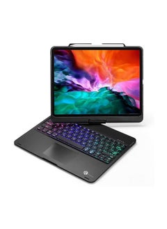 Remson 7 Color Backlit Wireless Bluetooth Keyboard Case with Touchpad for Apple iPad Pro 12.9 2018 / iPad Pro 12.9 2020 English / Arabic Keyboard