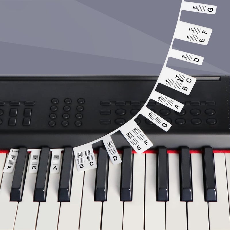 GICUNK Removable Piano Keyboard Note Labels for 61 Key Full Size Silicone Reusable No Need Stickers Piano Keyboard Lables for Beginners Comes with BoxBlack 