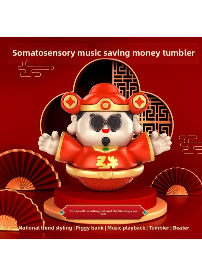 Year's God Of Wealth Piggy Bank Luckful Treasure Keys Voice Desktop Ornaments Music Body Sense Fun National Tide Tumbler-Specifications:God Of Wealth To Music Piggy Bank - Image 1