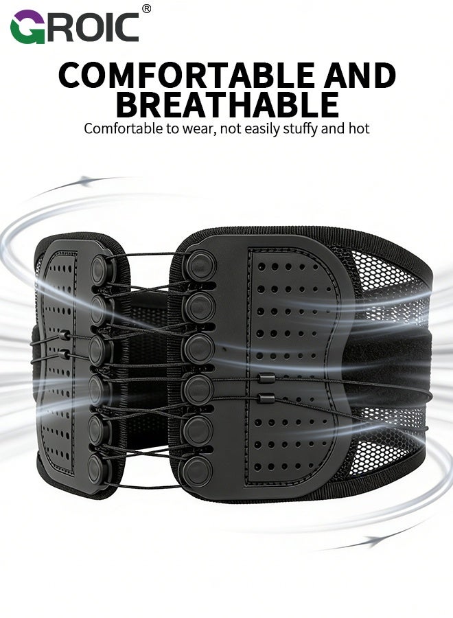 GROIC Back Brace Support Belt-Lumbar Support Back Brace for Back Pain, Sciatica, Scoliosis, Herniated Disc Adjustable Support Straps-Lower Back Brace with Removable Lumbar Pad for Men & Women - Image 1