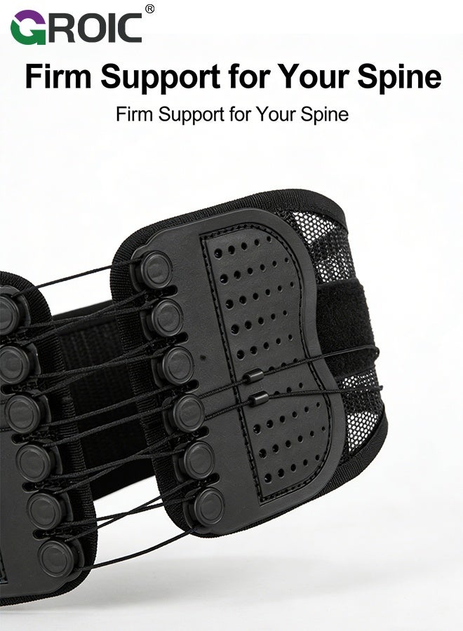 GROIC Back Brace Support Belt-Lumbar Support Back Brace for Back Pain, Sciatica, Scoliosis, Herniated Disc Adjustable Support Straps-Lower Back Brace with Removable Lumbar Pad for Men & Women - Image 3