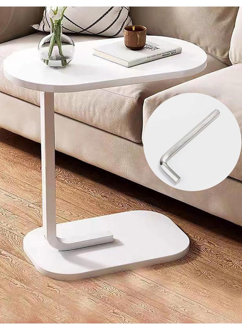 DubaiGallery Sofa Side End Table, Light Luxury Side Table Simple Corner Table Bedside Cabinet Metal Frame C Shaped Table for Sofa Bed Living Room Bedroom