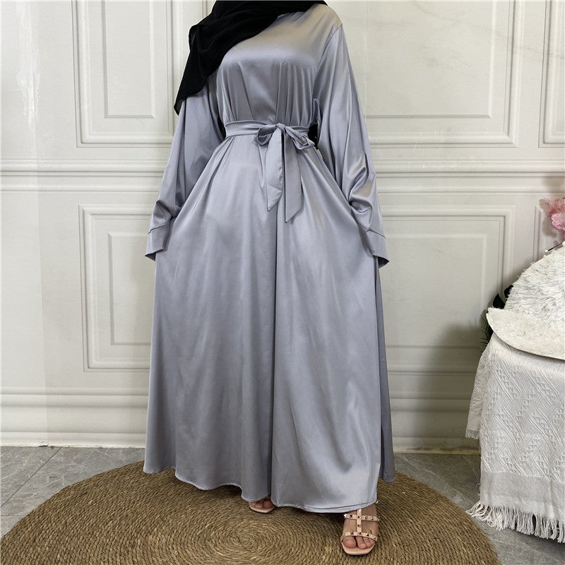 monica fashion Fashion Elegant Satin Long Dress - Image 4