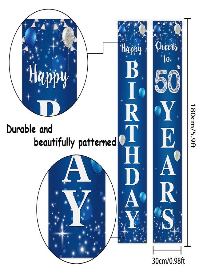 PAKBOOM Happy 50th Birthday Yard Sign Door Banner - Cheers to 50 Years Birthday Party Decorations Supplies for Men Women - Blue - Image 2