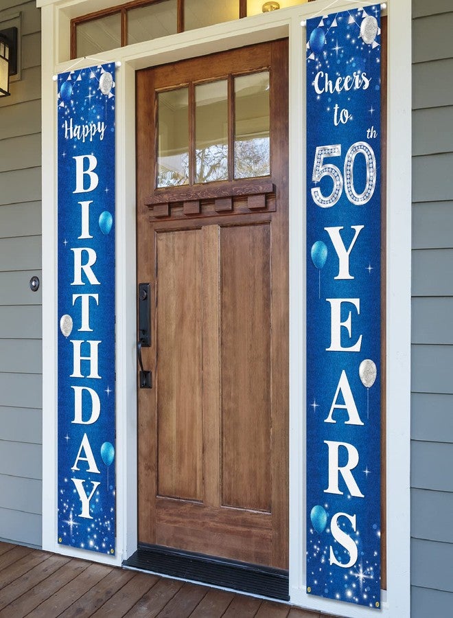 PAKBOOM Happy 50th Birthday Yard Sign Door Banner - Cheers to 50 Years Birthday Party Decorations Supplies for Men Women - Blue - Image 1