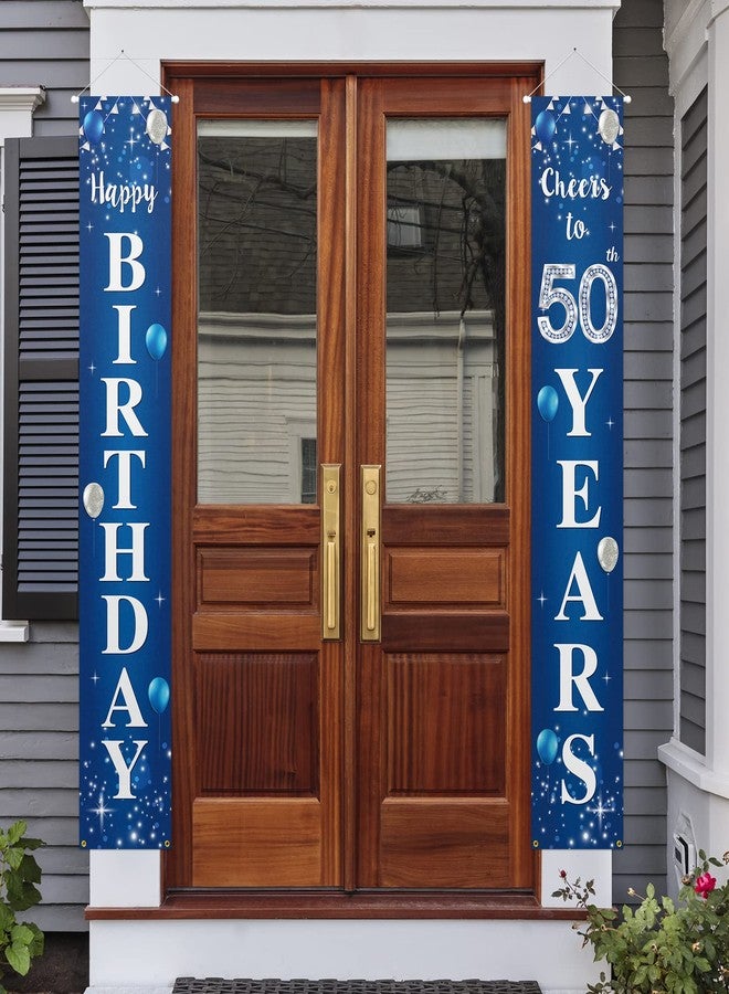 PAKBOOM Happy 50th Birthday Yard Sign Door Banner - Cheers to 50 Years Birthday Party Decorations Supplies for Men Women - Blue - Image 5