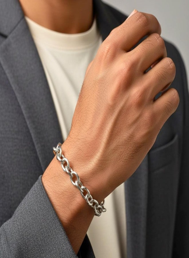 THE MEN THING CIRCLELINK - 8mm Pure Stainless Steel European trending Style, O-shaped 7-9 inch Bracelet for Men & Boy (8 inch) - Image 2