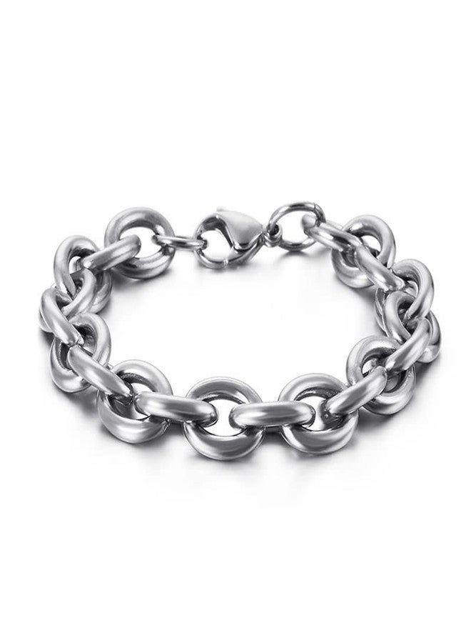 THE MEN THING CIRCLELINK - 8mm Pure Stainless Steel European trending Style, O-shaped 7-9 inch Bracelet for Men & Boy (8 inch) - Image 1