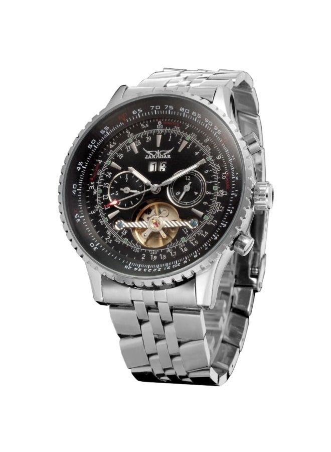 {"en":"Men's Self Winding Waterproof Automatic Stainless Steel Skeleton Tourbillon Calendar Wrist Watch