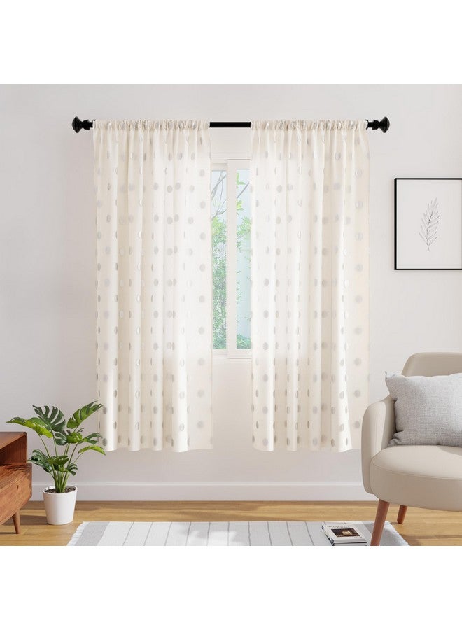 Encasa XO Encasa XO Window Curtain 6 ft Set of 2, Polyester Printed with Rod Pocket, Tie Back, Light-Filtering, Semi Sheer/Transparent Curtains- Kitchen, Bedroom, Living Room (140x183 cm), Dollar Cream - Image 2