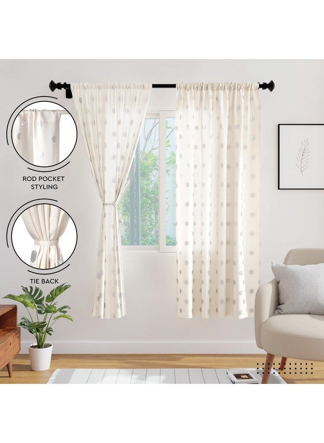 Encasa XO Encasa XO Window Curtain 6 ft Set of 2, Polyester Printed with Rod Pocket, Tie Back, Light-Filtering, Semi Sheer/Transparent Curtains- Kitchen, Bedroom, Living Room (140x183 cm), Dollar Cream - Image 3