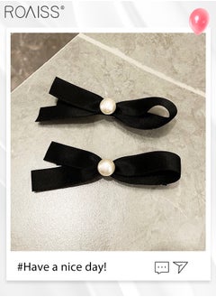 roaiss 6Pcs Hair Accessories for Women Girls, 1Pc Pearl Embellished Headband, 3Pcs Pearl Bow Hair Ties and 2Pcs Pearl Bow Hairpins, Pearl Series Hair Accessories Set  - Image 5