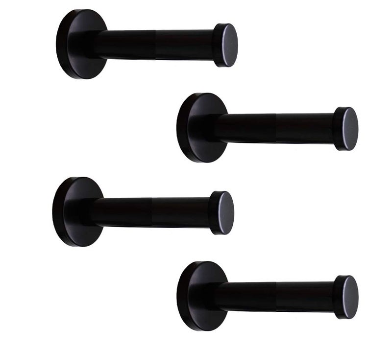 NELXULAS Classic Black Stainless Steel Heavy Duty Wall Mount Hooks Bath Towel Hooks Coat Hanger Handbag Hooks 4 in Pack 4