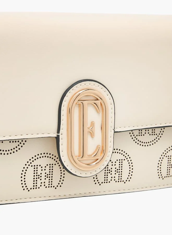 ايل Women Monogram Embossed Crossbody Bag with Button Closure and Chain Strap