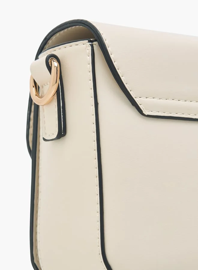 ايل Women Monogram Embossed Crossbody Bag with Button Closure and Chain Strap