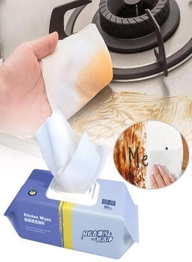 TONSYL [Pack Of 1]Kitchen Wipes 80Pcs Disposable Kitchen Wet Tissue Cleaning Degreasing Tisu Heavy Oil Household Cleaning Cloth Oil Removal Wiping Wipe's for Range Hood Table, Kitchen, Car, Office - Image 2