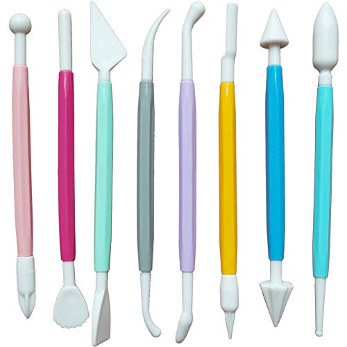 ScivoKaval Marshmallow Fondant Cake Decorating Hand Tool 12 Pcs 5 Sets Sugarcraft Gumpaste Icing Smoother Rolling Pin Trimmer Cutter Embosser Flower Scissor Modelling Accessories Supplies Kit Multi - Image 2