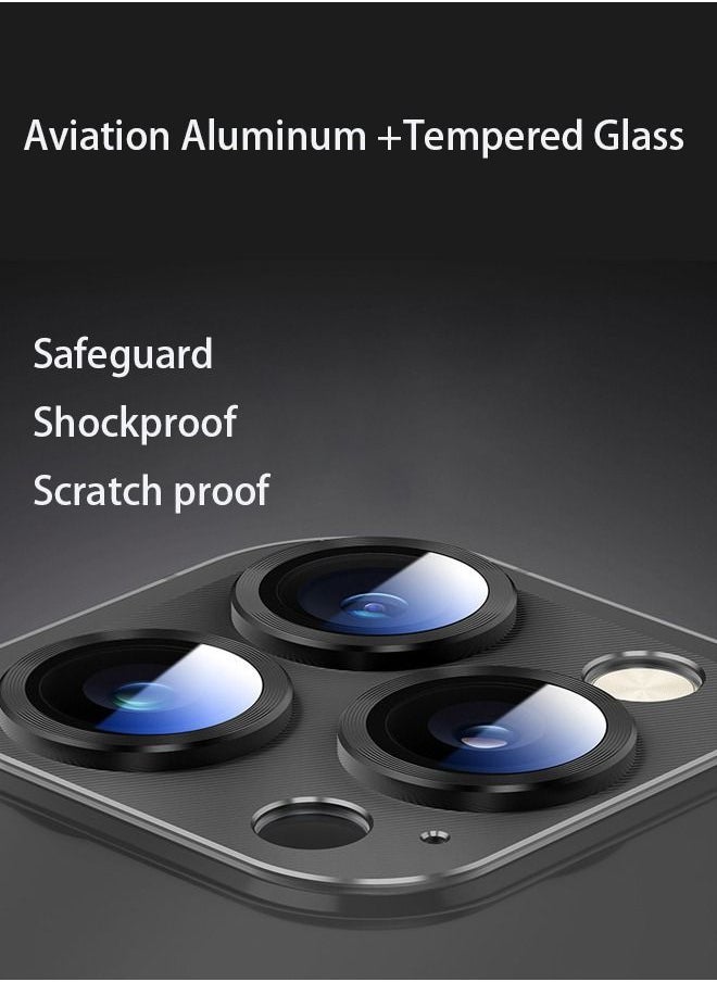 Generic iPhone 15 Pro/iPhone 15 Pro Max Camera Lens Protector, Aluminum Alloy Metal Tempered Glass Cover Camera Screen Film Protector Accessories, Case Friendly for iPhone 15 Pro / 15 ProMax 2023  - Image 2